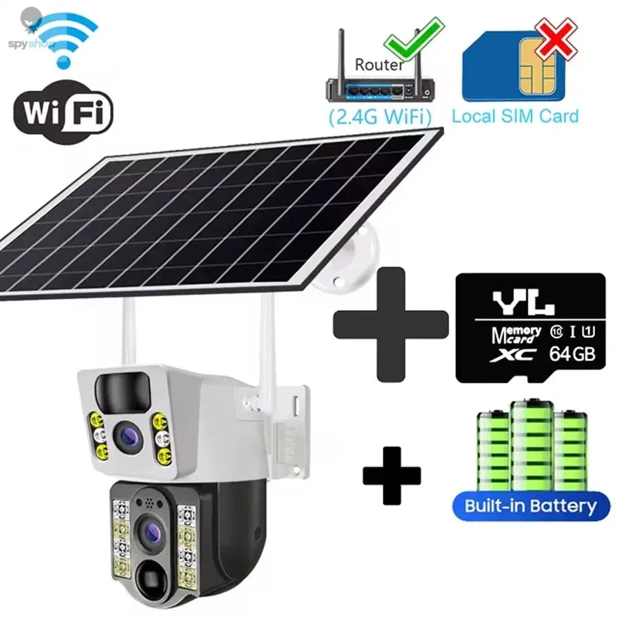 4K Solar Camera 4G SIM Card Dual Lens 8MP HD Night Vision IP CCTV Surveillance PTZ PIR Human Detection Alarm Waterproof Camera Spy-shop.com