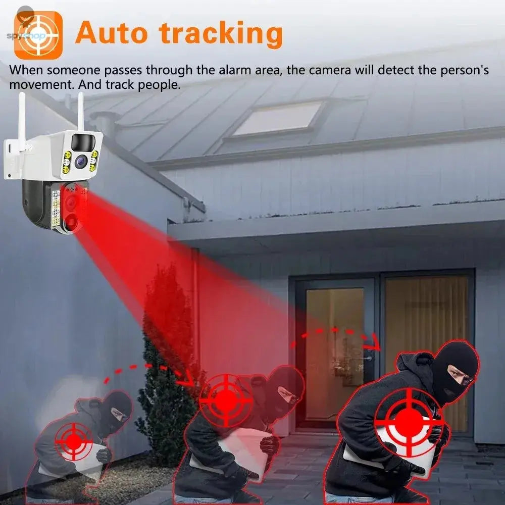 4K Solar Camera 4G SIM Card WiFi Dual Lens 8MP HD Night Vision IP CCTV Surveillance PTZ PIR Human Detection Alarm Waterproof Spy-shop.com