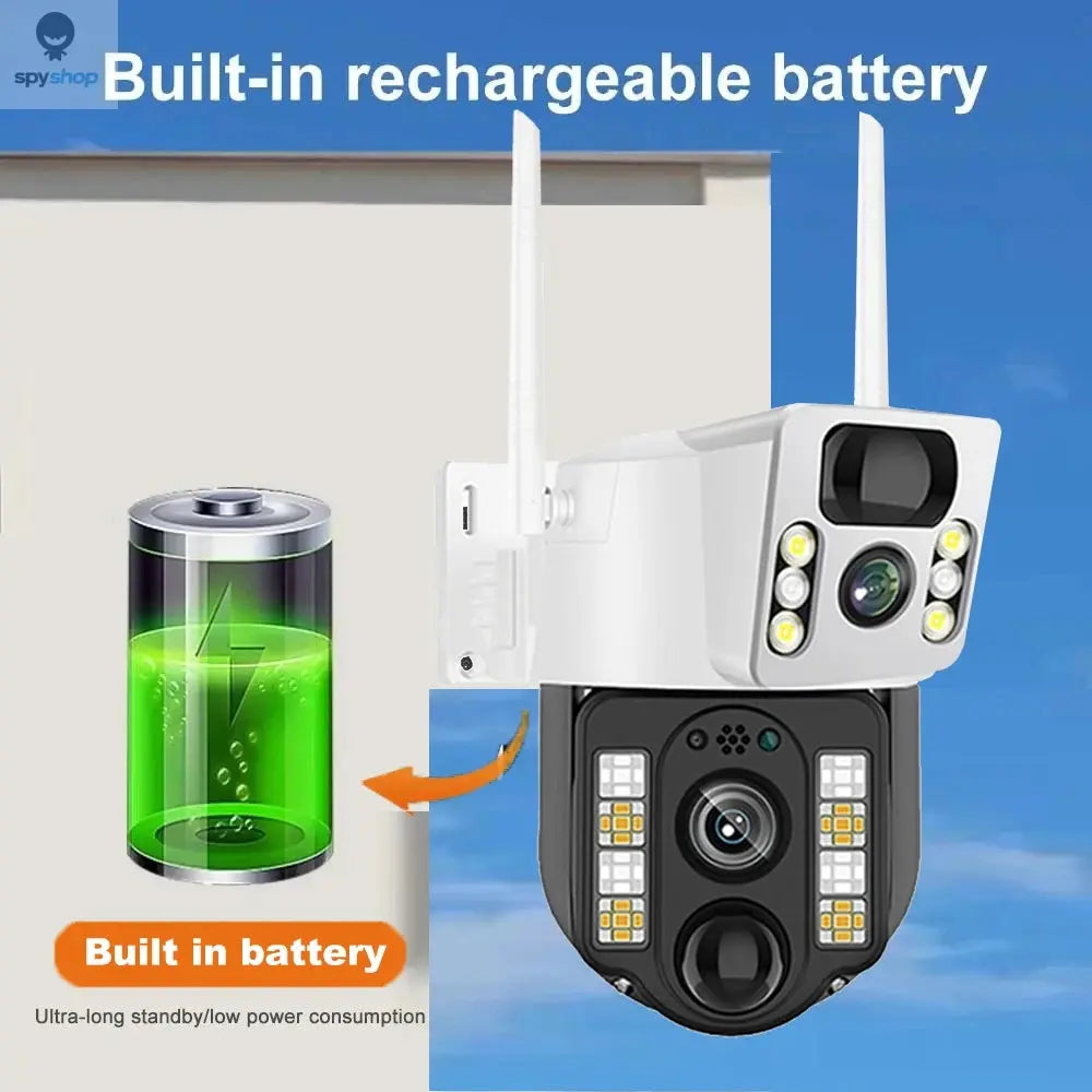 4K Solar Camera 4G SIM Card WiFi Dual Lens 8MP HD Night Vision IP CCTV Surveillance PTZ PIR Human Detection Alarm Waterproof Spy-shop.com