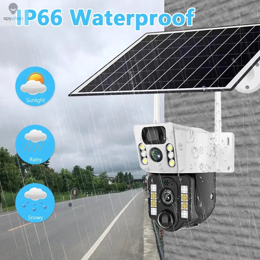 4K Solar Camera 4G SIM Card WiFi Dual Lens 8MP HD Night Vision IP CCTV Surveillance PTZ PIR Human Detection Alarm Waterproof Spy-shop.com