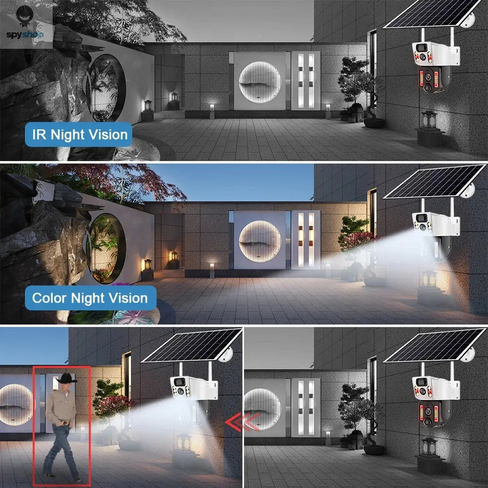 4K Solar Camera 4G SIM Card WiFi Dual Lens 8MP HD Night Vision IP CCTV Surveillance PTZ PIR Human Detection Alarm Waterproof Spy-shop.com