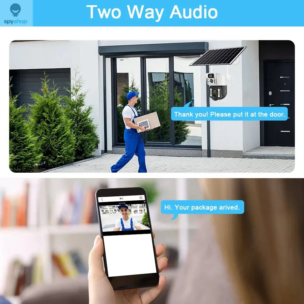 4K Solar Camera 4G SIM Card WiFi Dual Lens 8MP HD Night Vision IP CCTV Surveillance PTZ PIR Human Detection Alarm Waterproof Spy-shop.com