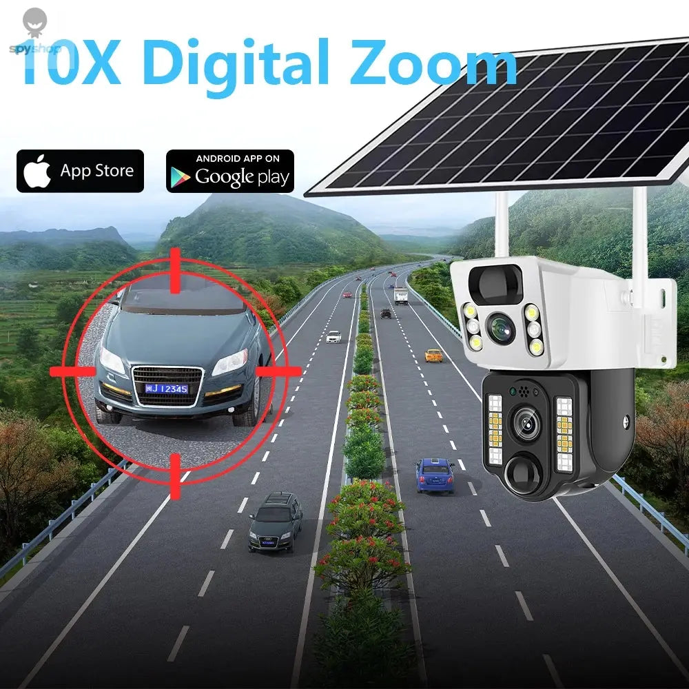 4K Solar Camera 4G SIM Card WiFi Dual Lens 8MP HD Night Vision IP CCTV Surveillance PTZ PIR Human Detection Alarm Waterproof Spy-shop.com