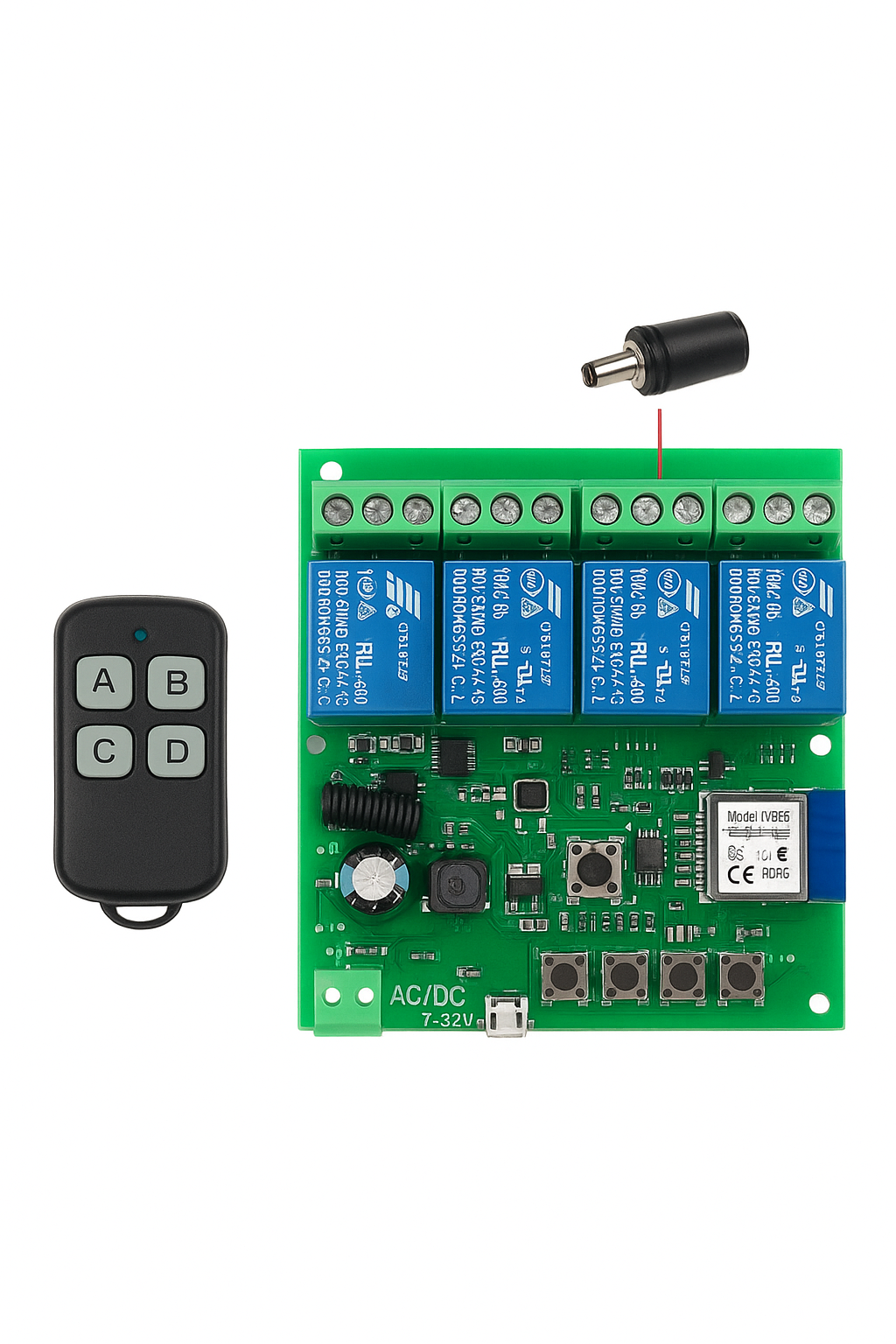 4CH Wifi Smart Home Motor Controller,DC 12V 24V 32V 220V RF433 Remote,4 Channel Relay Switch for Alice Alexa,Tuya Smart Life