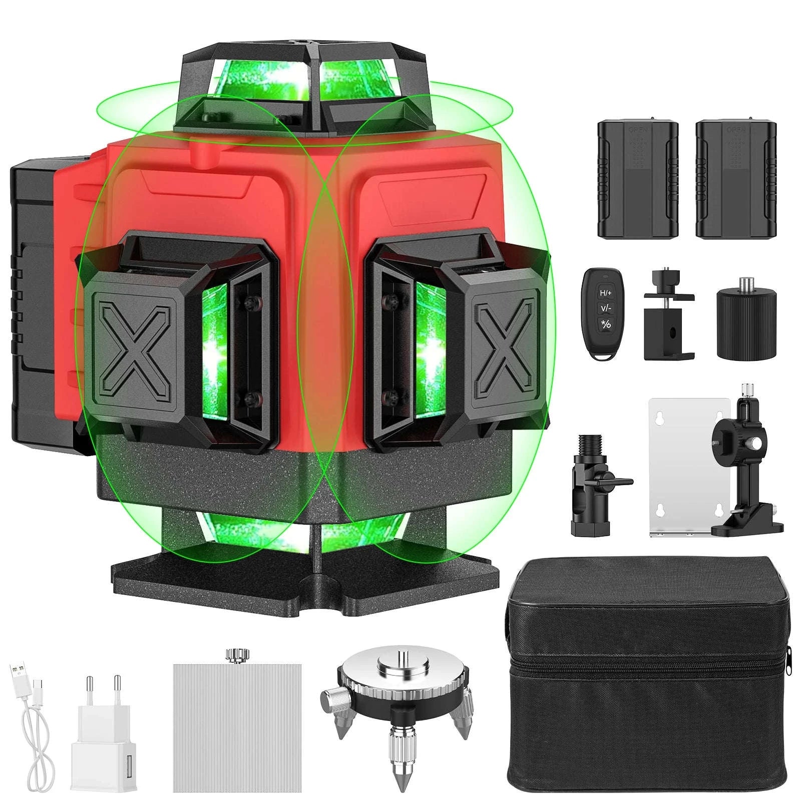 4D Laser Level with 360° Green Beam Projection-Red 4D 16 line with a cloth bag / Poland