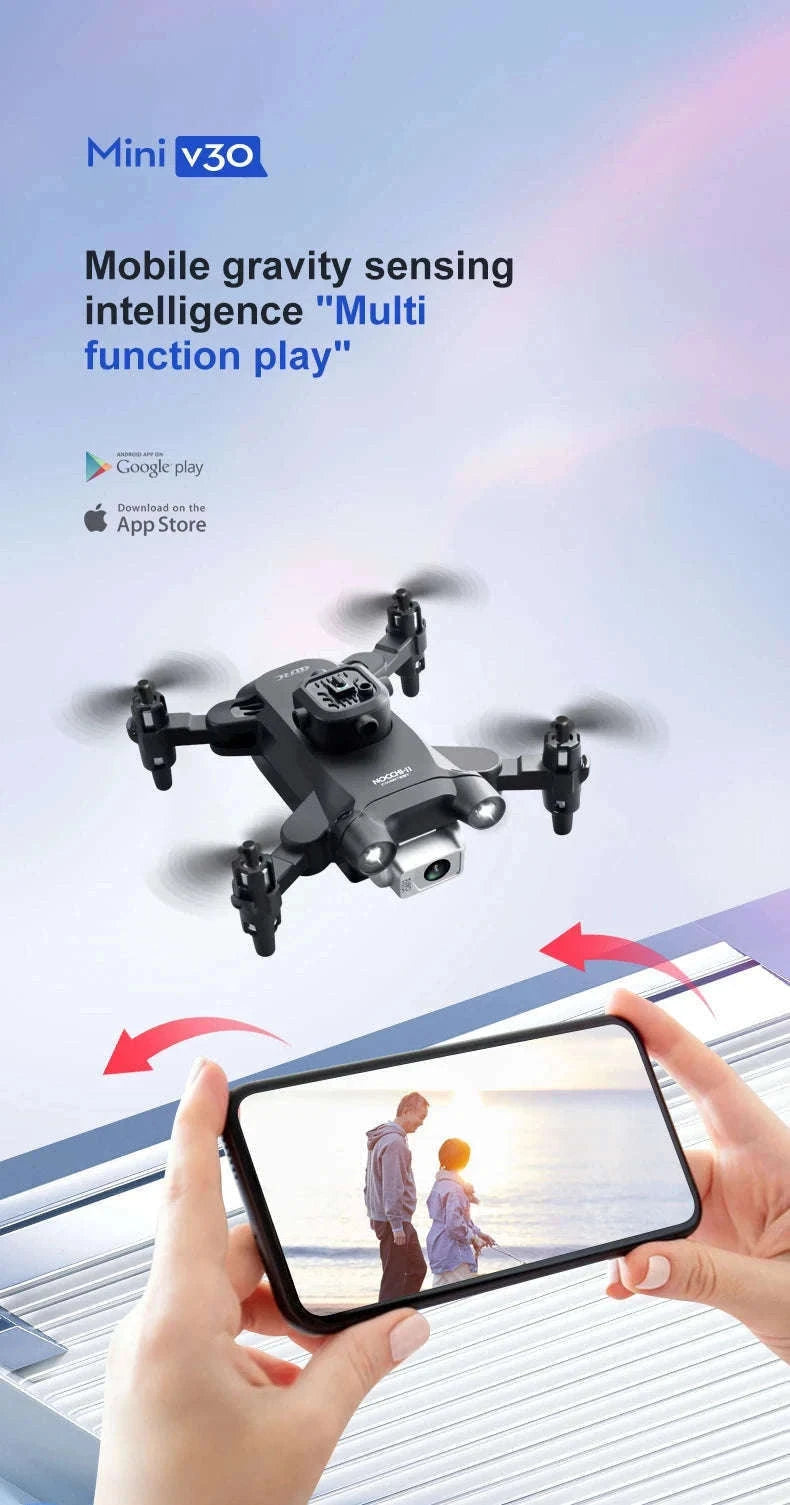 4DRC V30 Mini Drone with HD Camera for Easy Flying-Black-Dual4K-1B