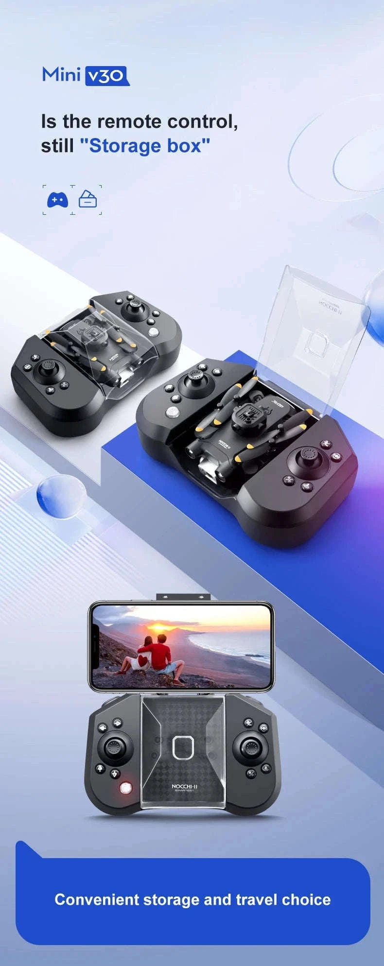 4DRC V30 Mini Drone with HD Camera for Easy Flying-Black-Dual4K-1B