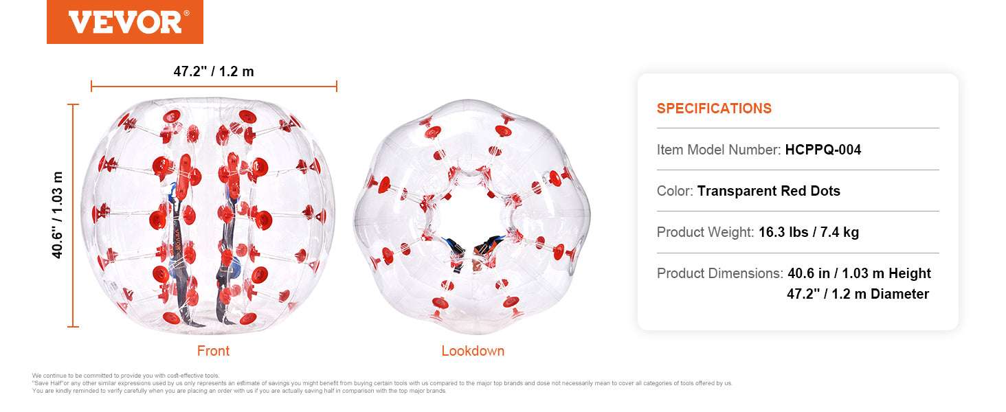 4FT Inflatable Bumper Ball for Teens & Adults – Fun Zorb Play-transparent 1pcs / Other / france