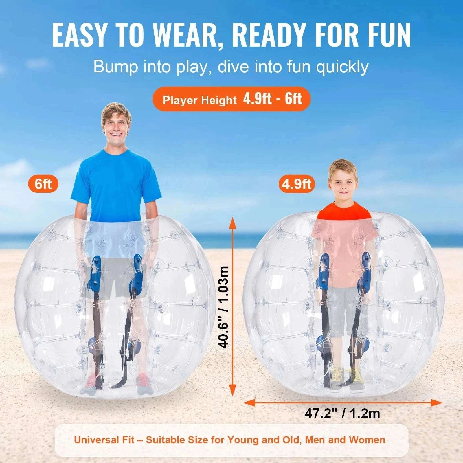 4FT Inflatable Bumper Ball Zorb for Kids & Teens PVC Body Ball-1pcs / spain