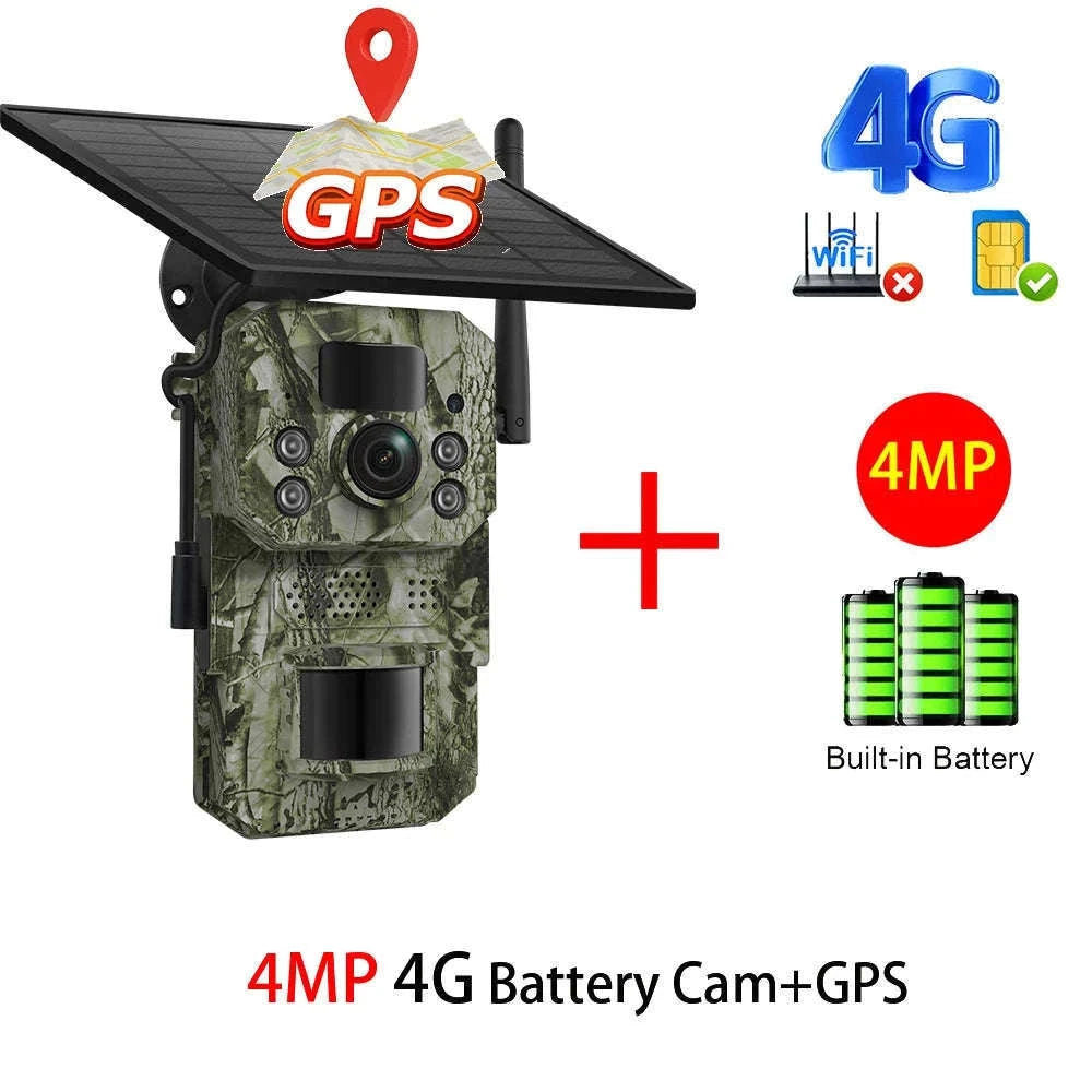 4G 2K 5MP Trail Camera with PIR Motion Detection & Night Vision-only Cam 32GB / france