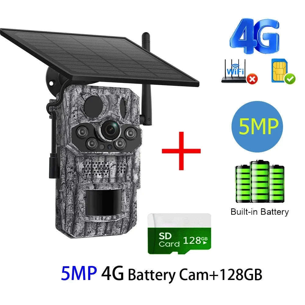 4G 2K 5MP Trail Camera with PIR Motion Detection & Night Vision-only Cam 32GB / france