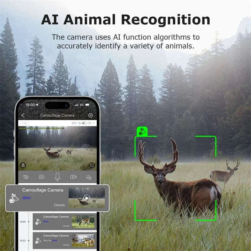 4G 2K 5MP Trail Camera with PIR Motion Detection & Night Vision-only Cam 32GB / france