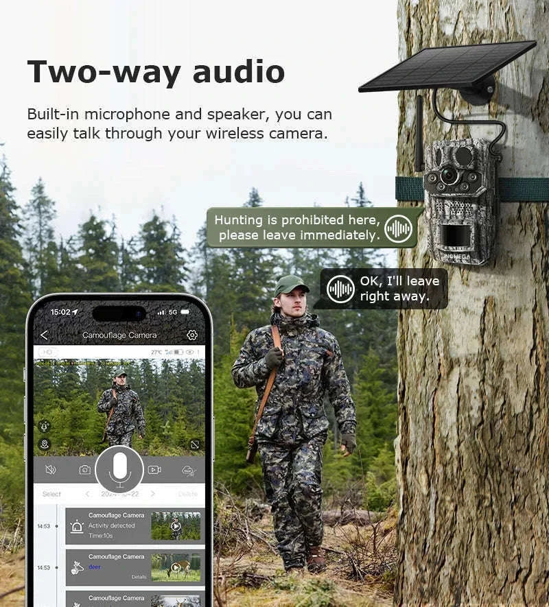4G 2K 5MP Trail Camera with PIR Motion Detection & Night Vision-only Cam 32GB / france