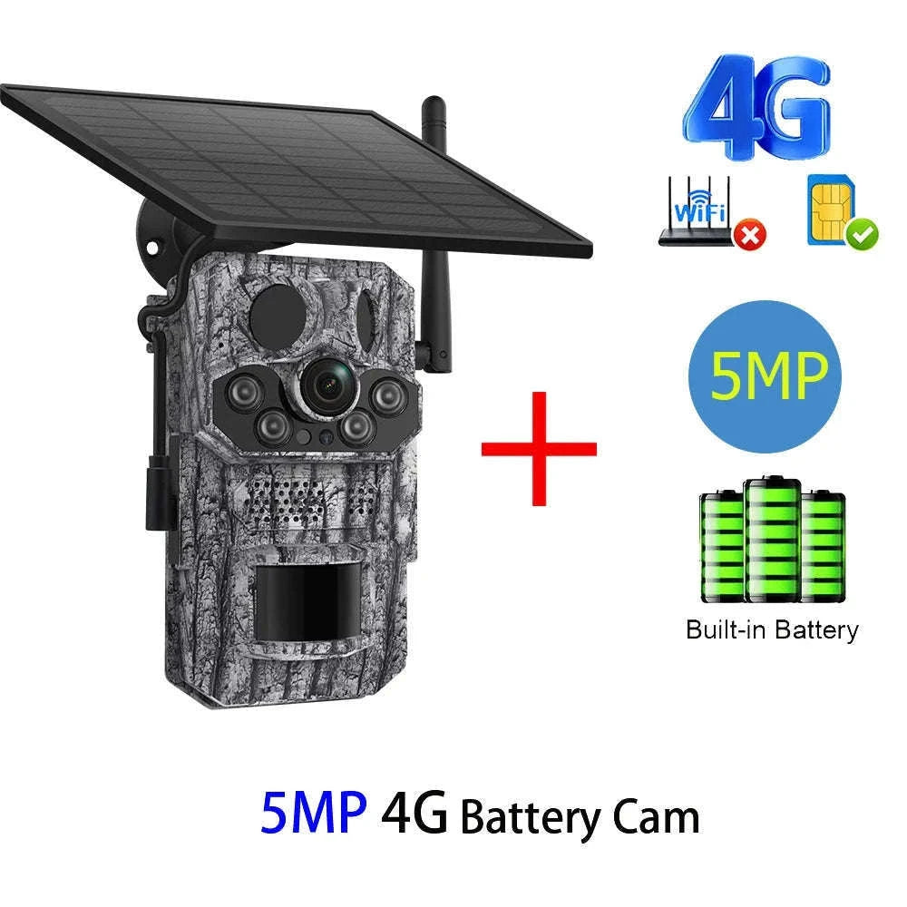 4G 2K 5MP Trail Camera with PIR Motion Detection & Night Vision-only Cam 32GB / france