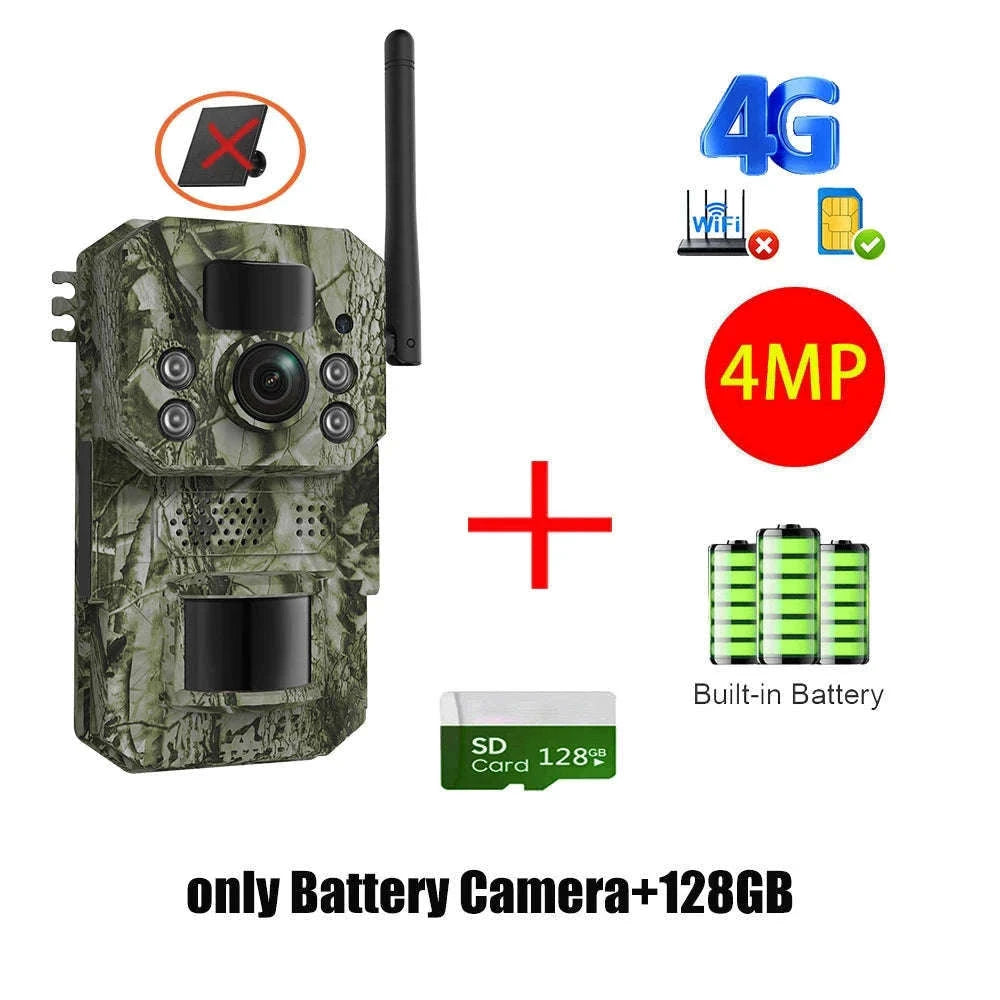 4G 2K 5MP Trail Camera with PIR Motion Detection & Night Vision-only Cam 32GB / france