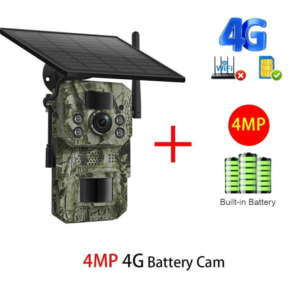 4G 2K 5MP Trail Camera with PIR Motion Detection & Night Vision-only Cam 32GB / france