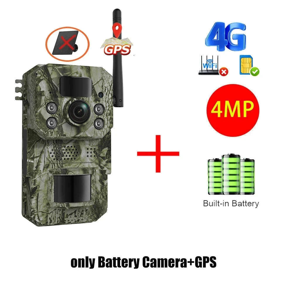 4G 2K 5MP Trail Camera with PIR Motion Detection & Night Vision-only Cam 32GB / france
