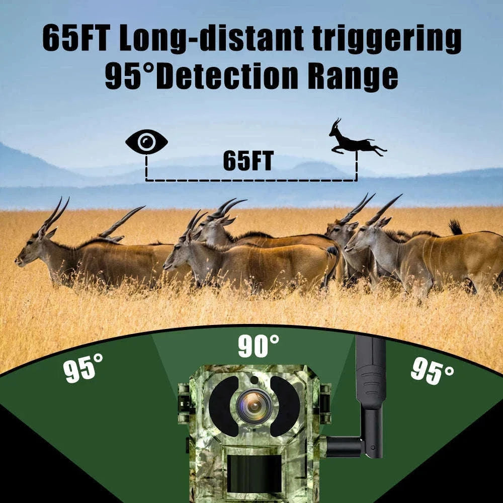 4G Cellular 2K Solar PIR Motion Activated Trail Camera IP66 Night Vision-EU 4G Trail Cam 64G / China Mainland