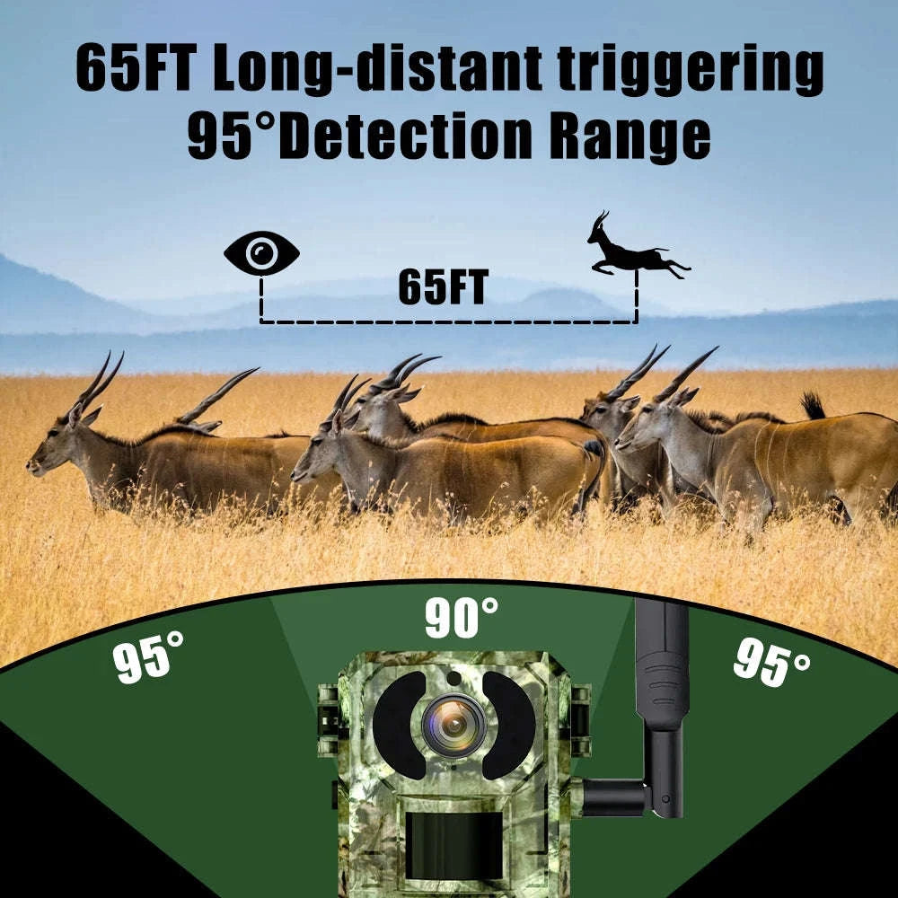 4G Cellular 2K Solar PIR Motion Activated Trail Camera IP66 Night Vision-EU 4G Trail Cam 64G / China Mainland