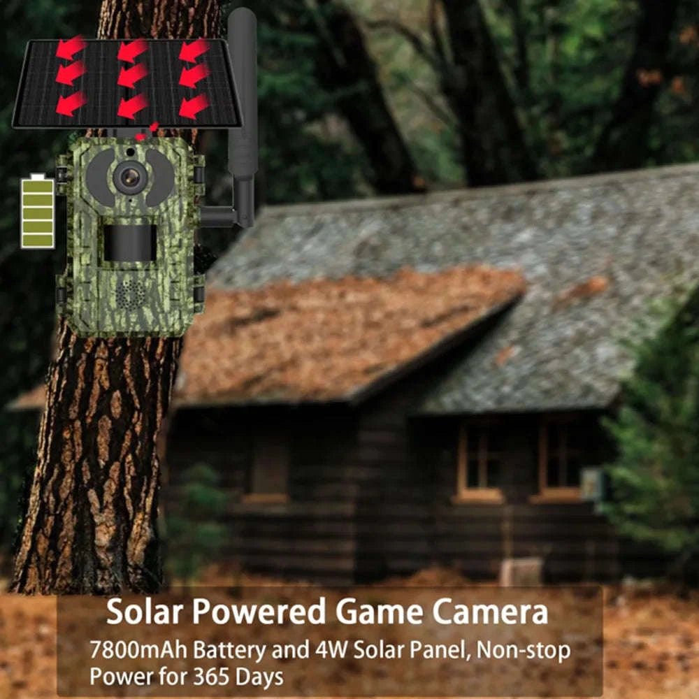 4G Cellular 2K Solar PIR Motion Activated Trail Camera IP66 Night Vision-EU 4G Trail Cam 64G / China Mainland