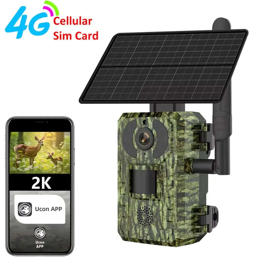4G Cellular 2K Solar PIR Motion Activated Trail Camera IP66 Night Vision-EU 4G Trail Cam 64G / China Mainland