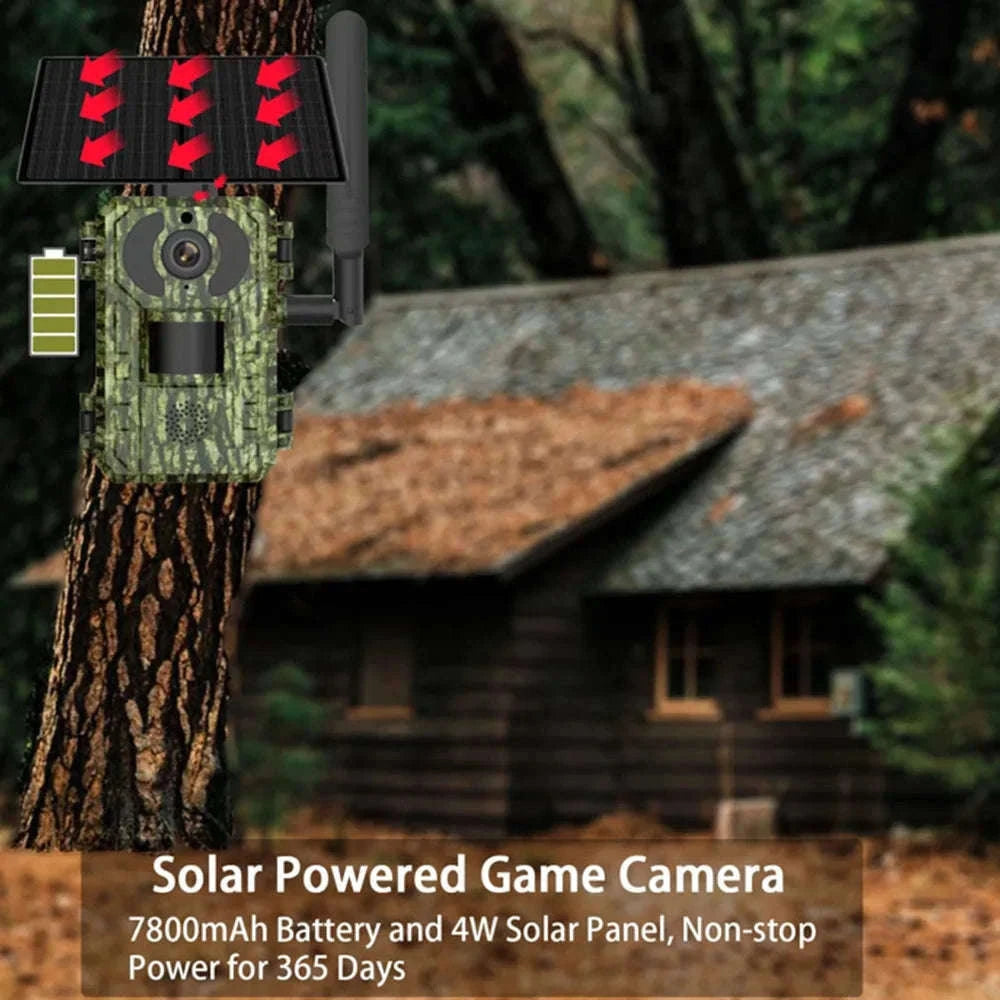 4G Cellular 2K Solar PIR Motion Activated Trail Camera IP66 Night Vision-EU 4G Trail Cam 64G / China Mainland