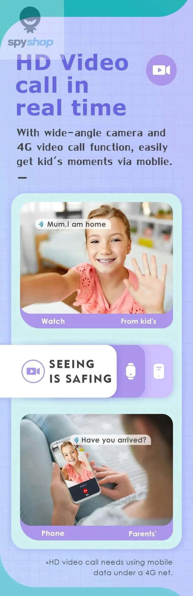 4G Kids Smart Watch – GPS Safety, Video Calls, All‑Day Wear-black with box / Asia version