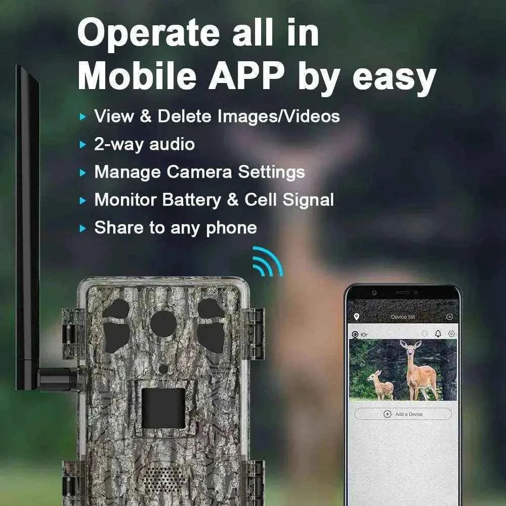 4G LTE Hunting Trail Camera with Solar Panel for Remote Wildlife Monitoring