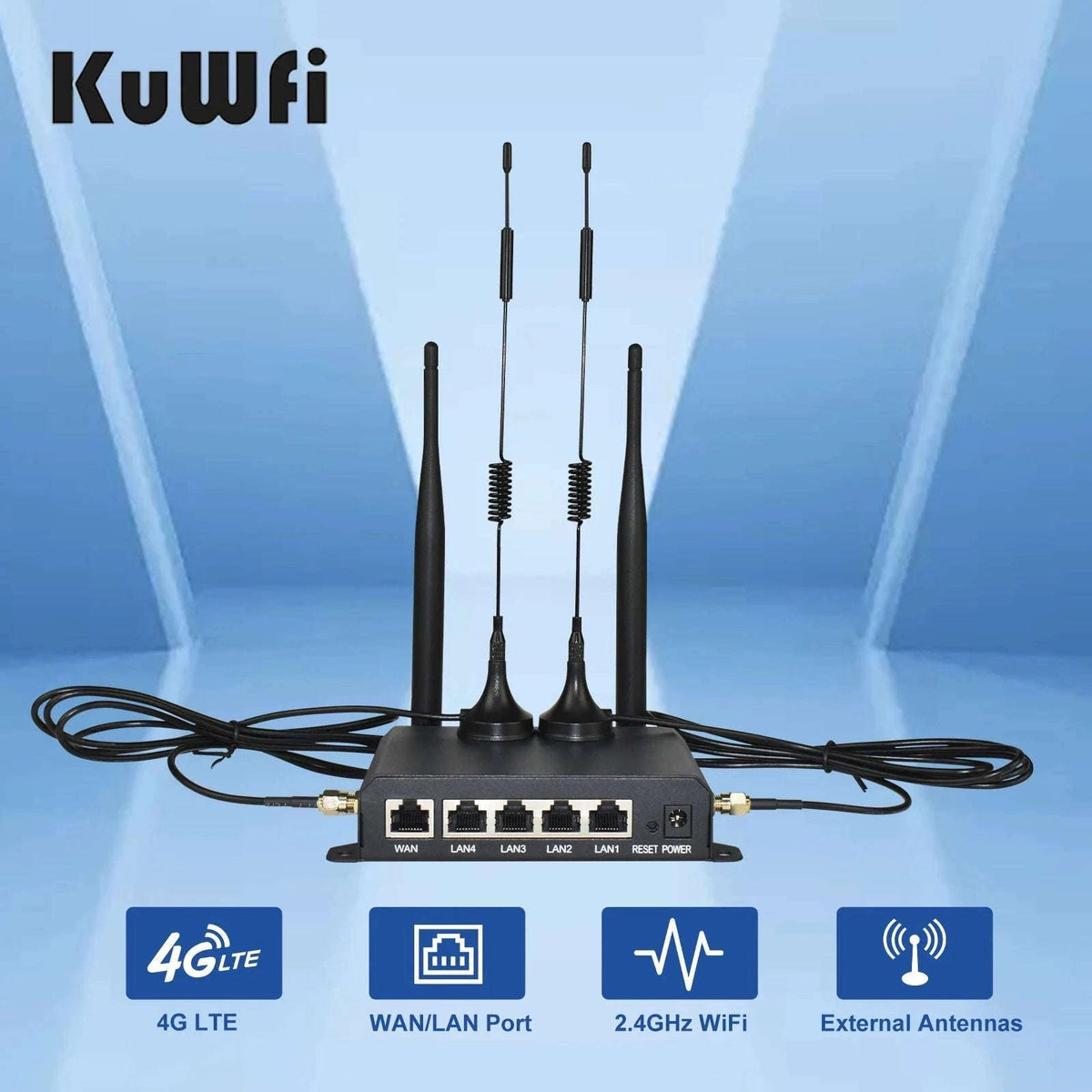 4G LTE Router 300Mbps 2.4GHz WiFi with 4 Detachable Antennas and Ethernet Ports-CAT4 4G Router / EU Plug