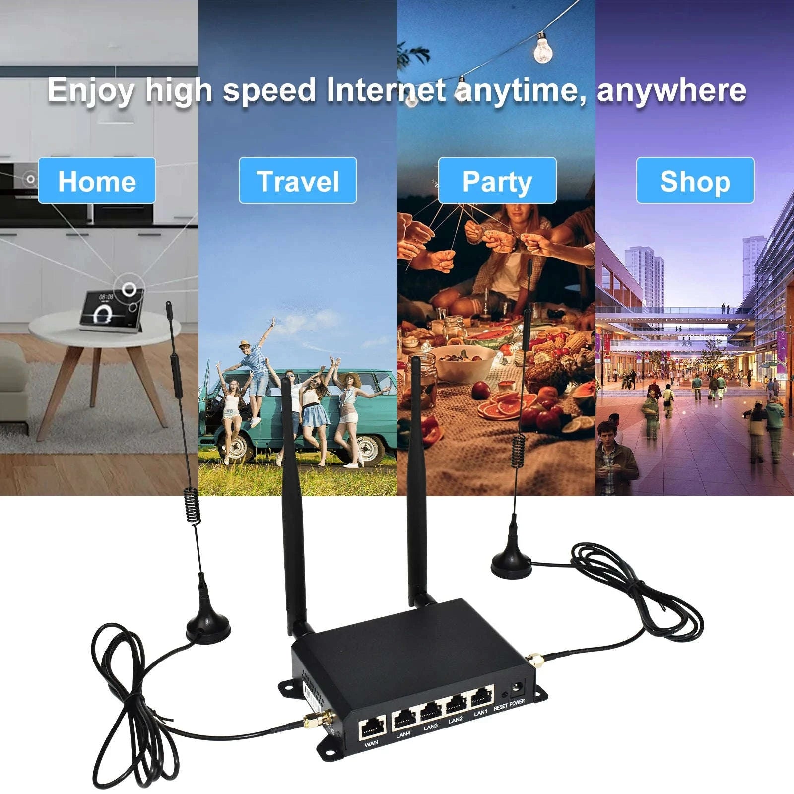 4G LTE Router 300Mbps 2.4GHz WiFi with 4 Detachable Antennas and Ethernet Ports-CAT4 4G Router / EU Plug