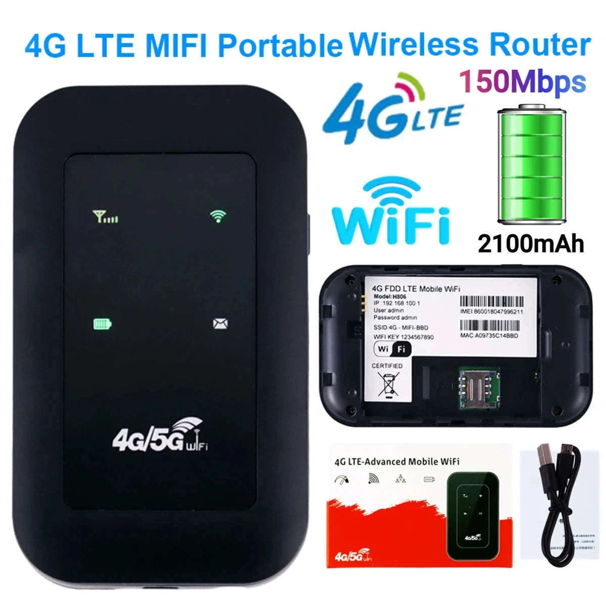 4G LTE Router with SIM Hotspot and WiFi Repeater-usb plug