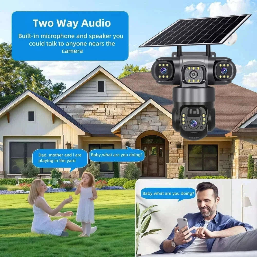 4G LTE Solar Security Camera 15MP Triple Lens PTZ Night Vision-4G CCTV No Card / Poland