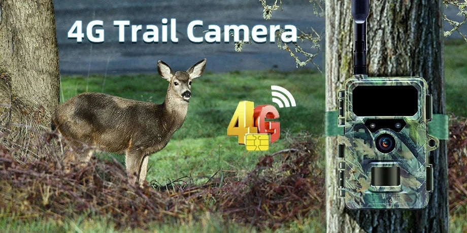 4G LTE Trail Camera with App Control, 2.7K Night Vision-EU Plug-64GB