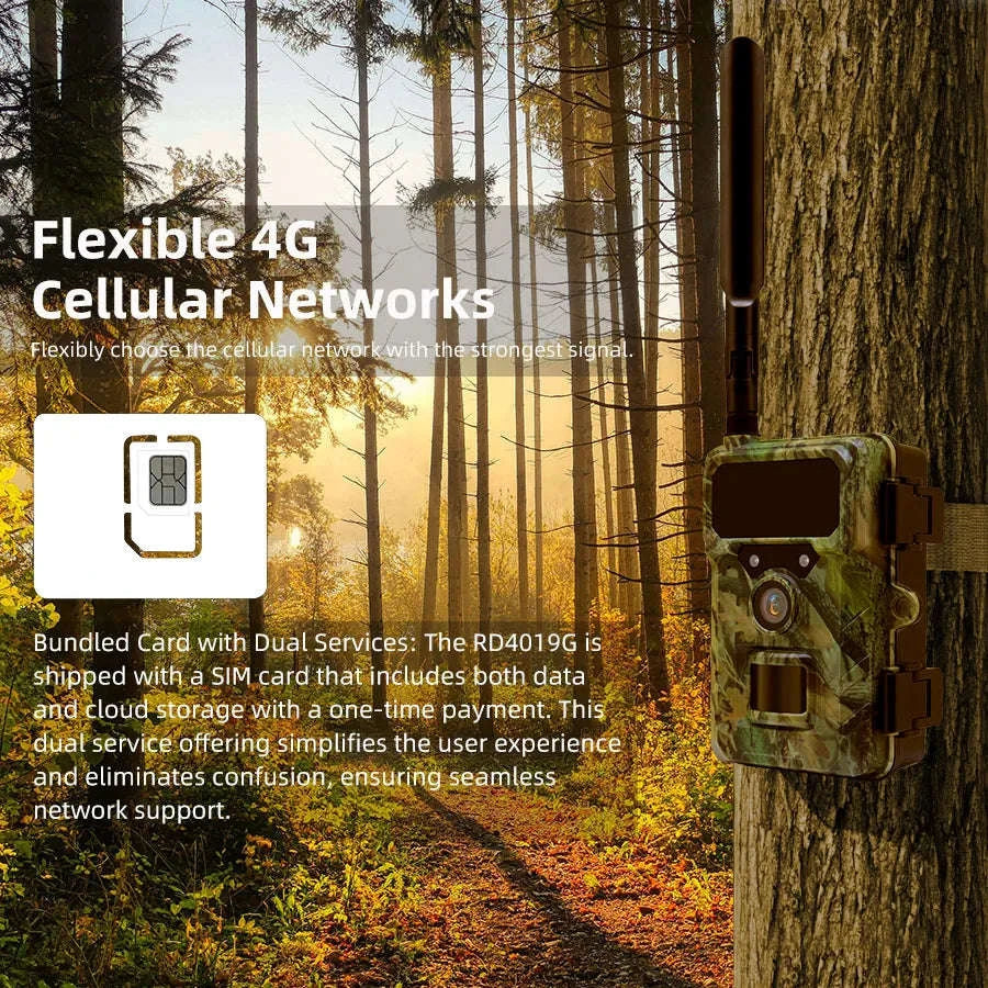 4G LTE Trail Camera with App Control, 2.7K Night Vision-EU Plug-64GB