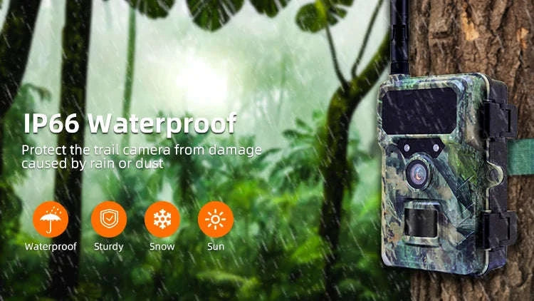 4G LTE Trail Camera with App Control, 2.7K Night Vision-EU Plug-64GB