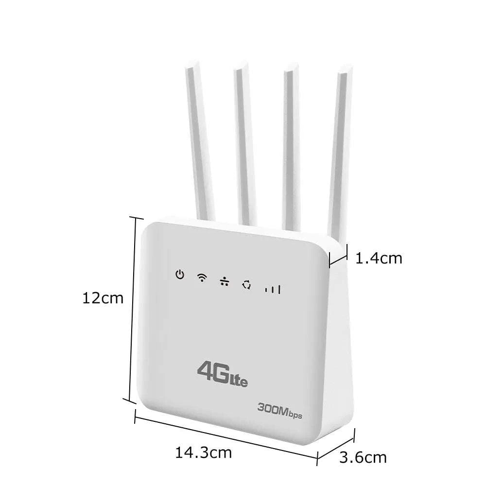 4G LTE WiFi 6 Router 300Mbps SIM Modem for 32 Devices-Default Title