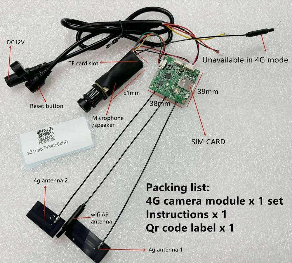 4G SIM Card Mini 1080P Camera for Remote Surveillance-Hole lens / CHINA