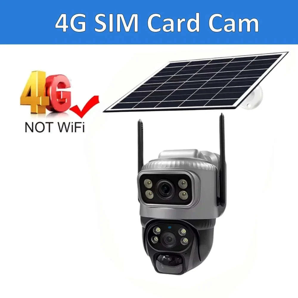4G Solar Dual-Lens Outdoor Security Camera with 10X Zoom and Human Detection-4G Solar Camera Add 128G / Poland