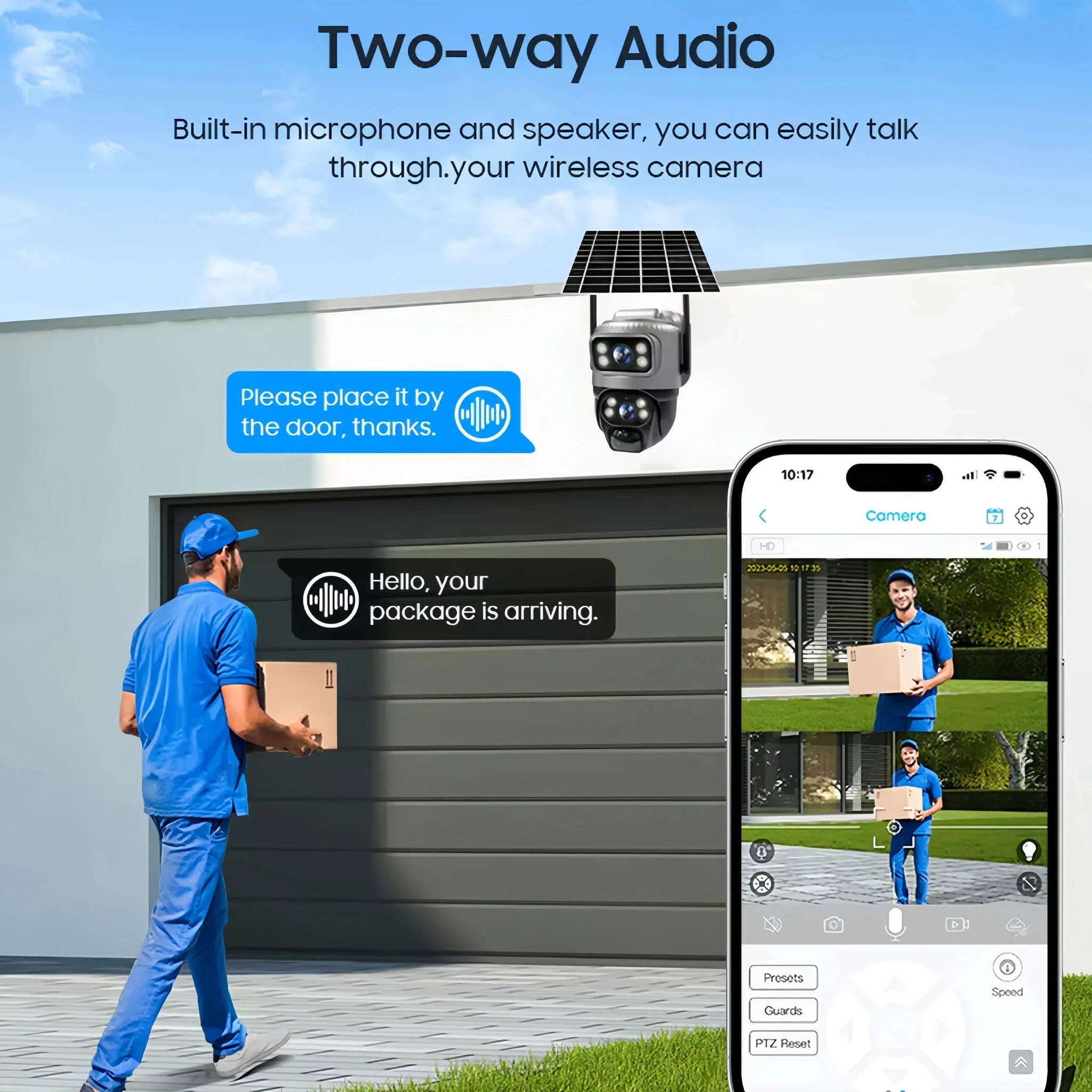 4G Solar Dual-Lens Outdoor Security Camera with 10X Zoom and Human Detection-4G Solar Camera Add 128G / Poland