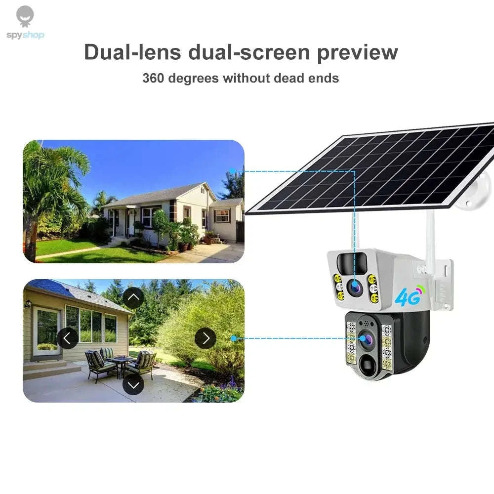4G Solar IP Security Camera – 8MP Dual Lens Outdoor Surveillance-WIFI Camera No Card