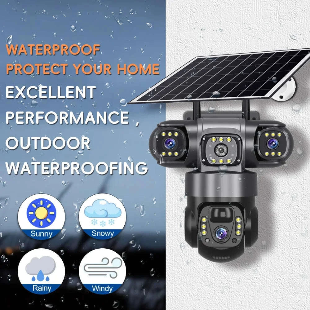 4G Solar Outdoor Security Camera with Triple Lens and PIR Detection-4G camera add 128GB / Poland