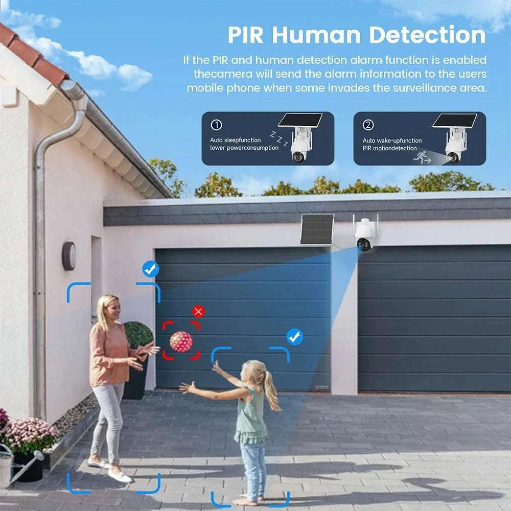 4G Solar Security Camera PTZ 3MP Outdoor Night Vision Surveillance-4G Camera / EU Plug