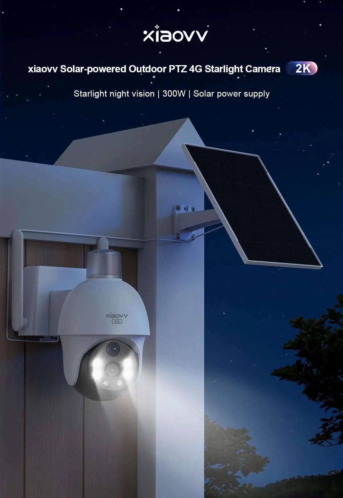 4G Solar Security Camera PTZ 3MP Outdoor Night Vision Surveillance-4G Camera / EU Plug