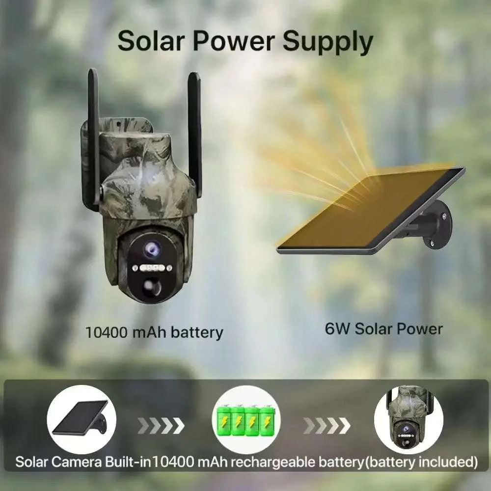4G Solar Trail Camera 2K 3MP Outdoor Security with Night Vision-4G Cam 128G