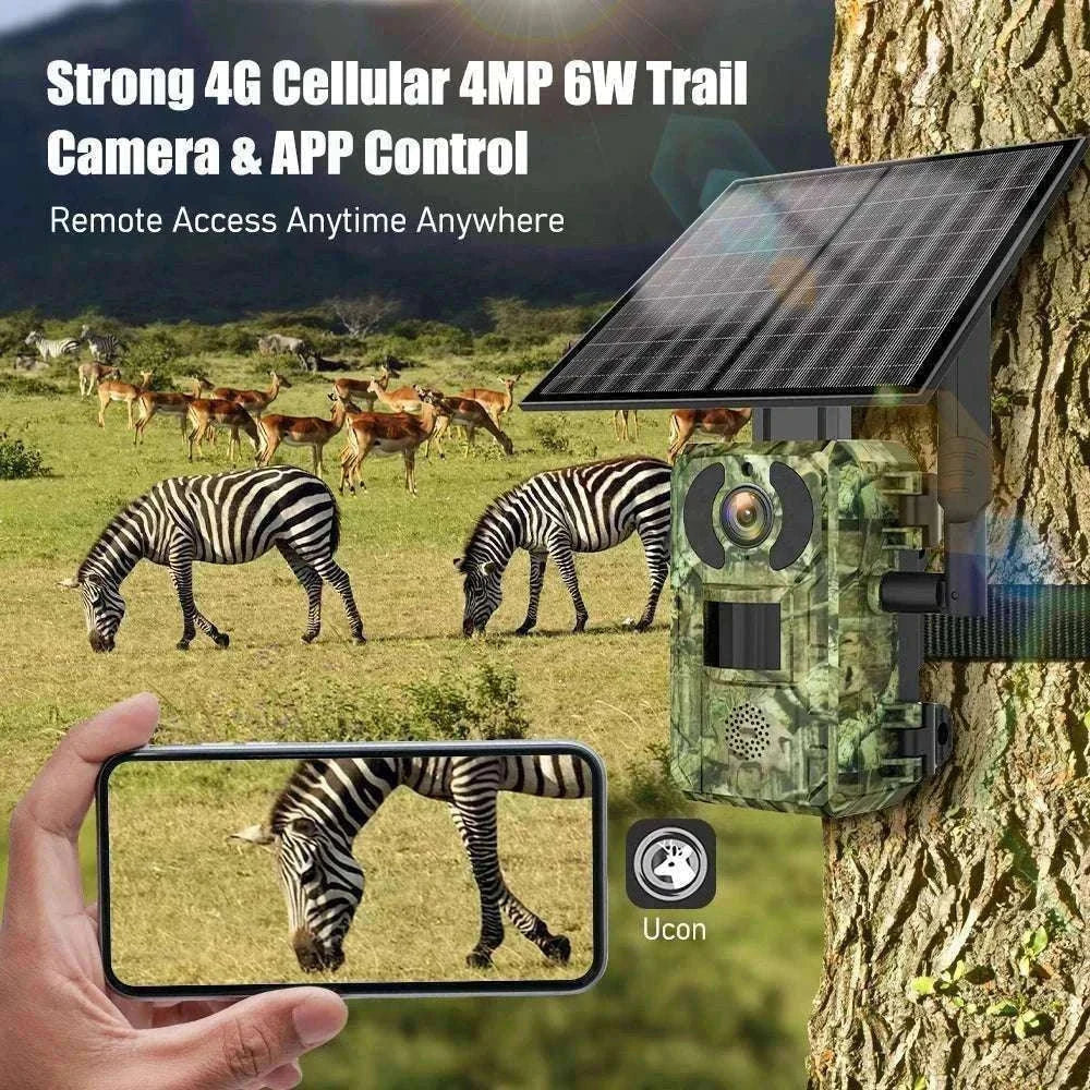 4G Solar Trail Camera 4MP 2K Night Vision PIR Motion EU-