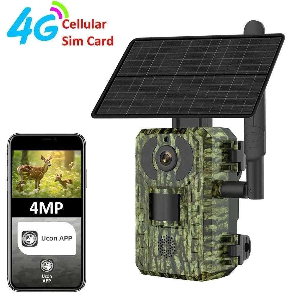 4G Solar Trail Camera 4MP 2K Night Vision PIR Motion EU-EU 4G Trail Cam