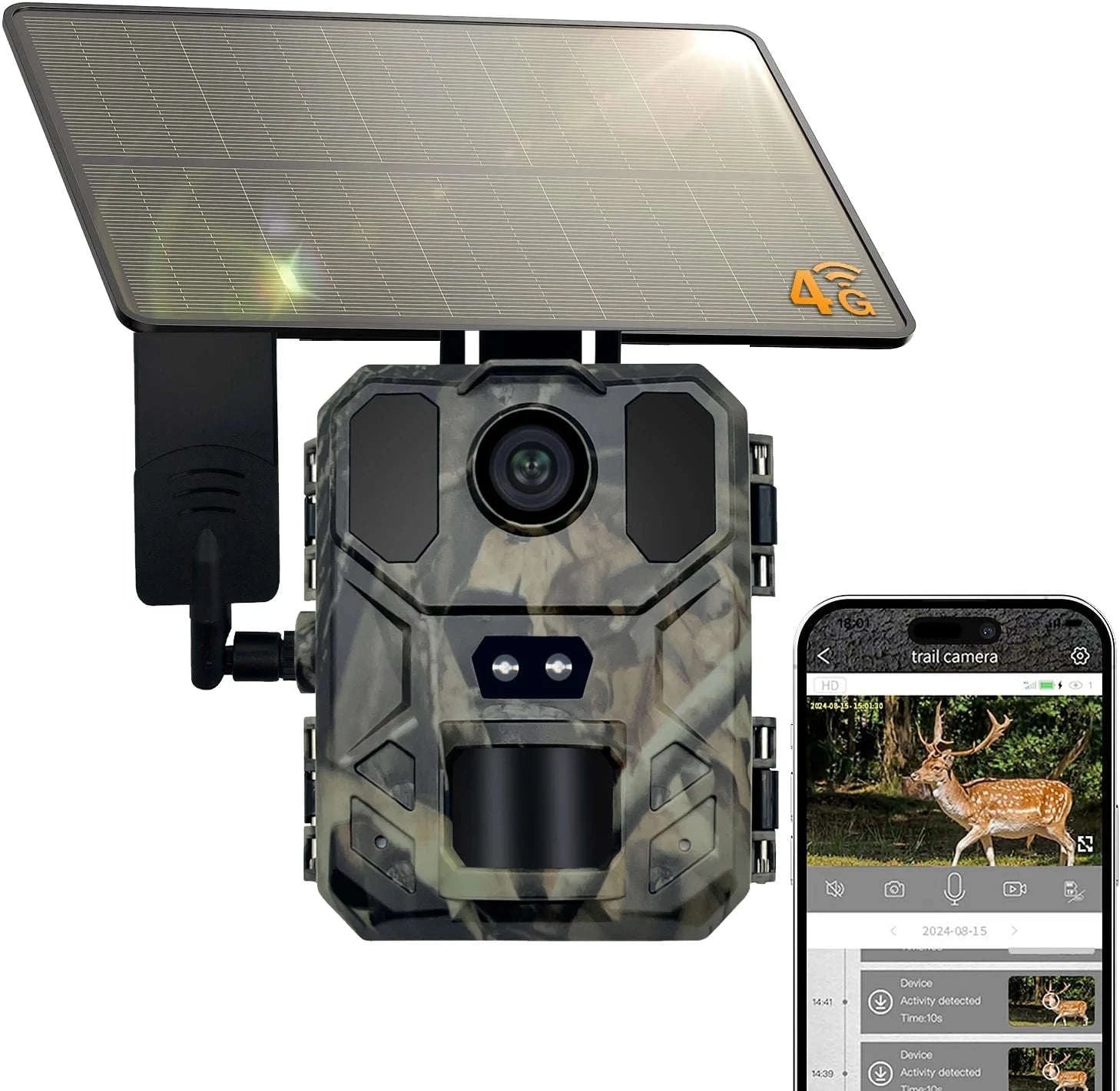 4G Solar Trail Camera with 30MP 2K Live Feed and Night Vision-Default Title