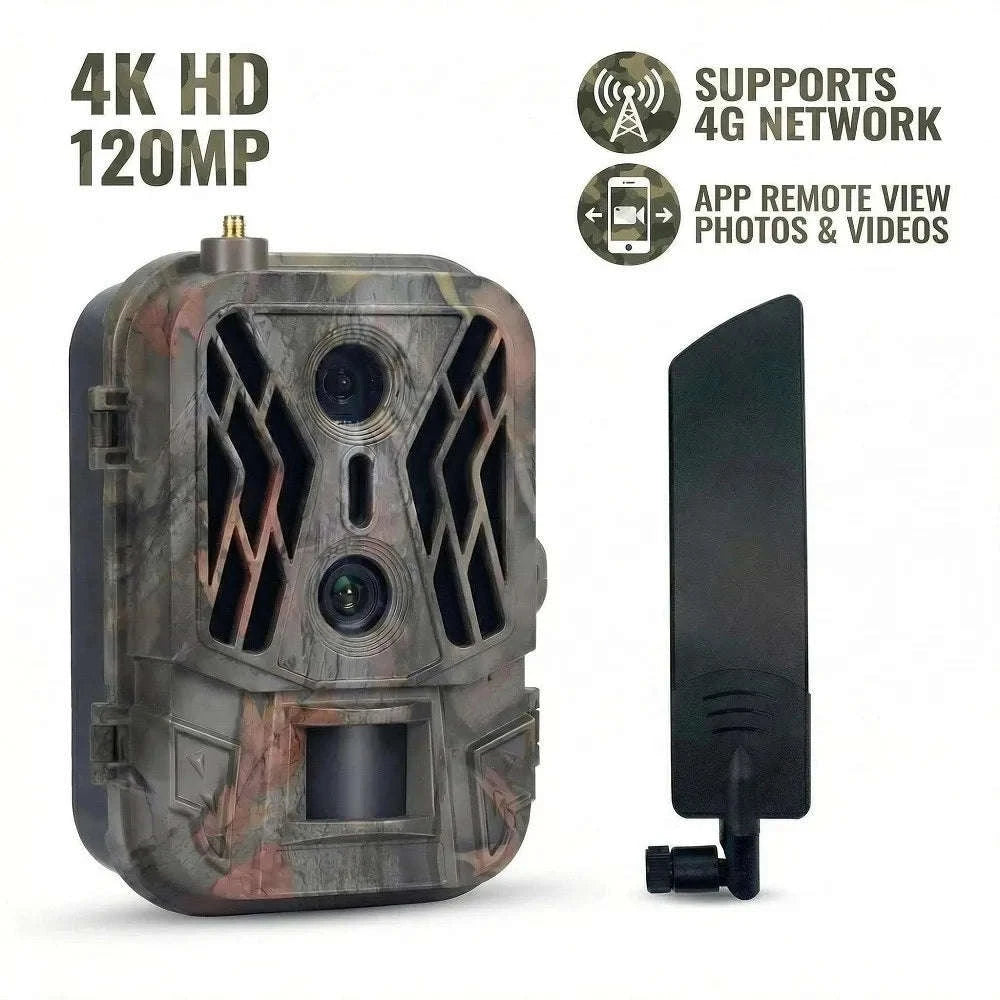 4G Trail Camera 120MP 4K, Dual Lens, 8000mAh Battery-Default Title