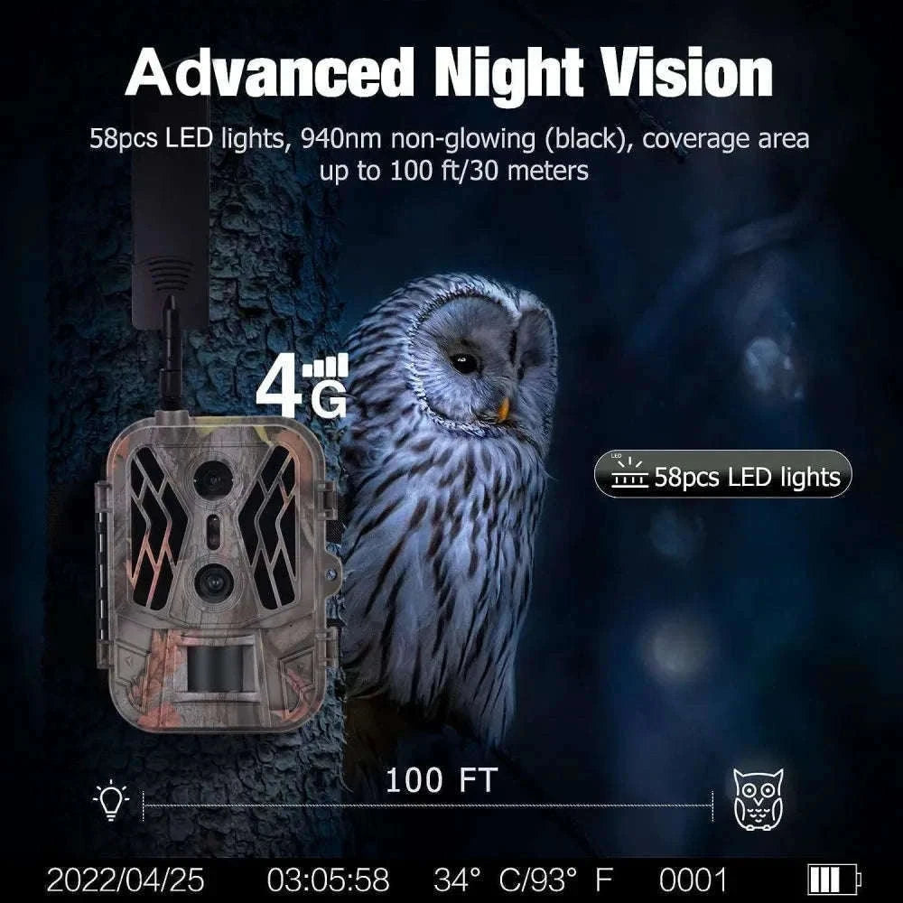 4G Trail Camera 120MP 4K, Dual Lens, 8000mAh Battery-Default Title