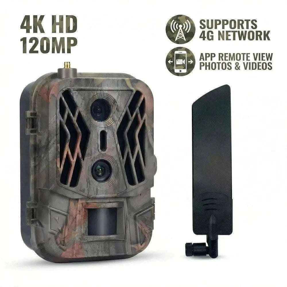 4G Trail Camera 120MP 4K, Dual Lens, 8000mAh Battery-Default Title